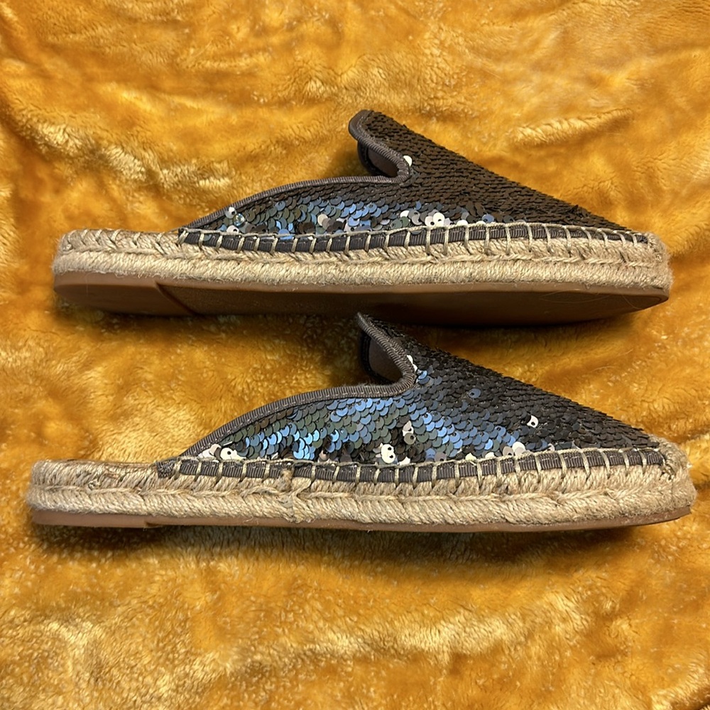 Sam Edelman Silver Sequin Flat Mules - image 2